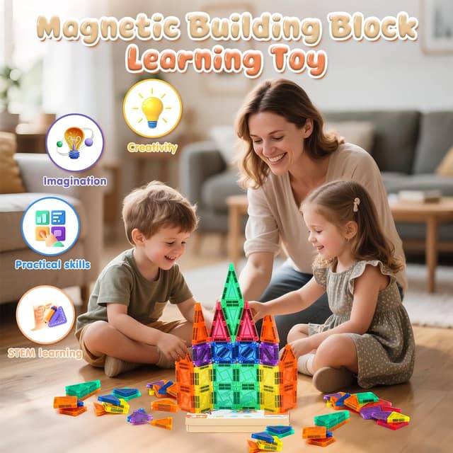 Thumbnail 1 de Akosuntoys 60-Piece Magnetic Tiles Travel Set