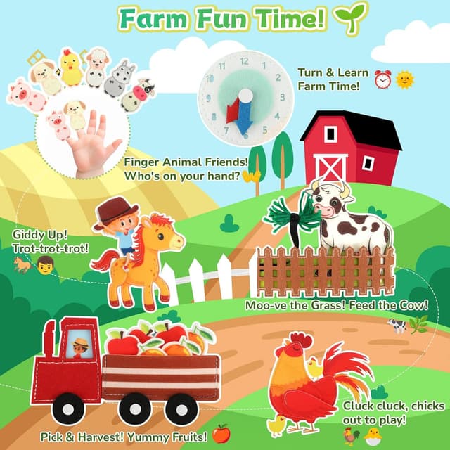 Detalle de Kyteazr Busy Book Montessori Farm Board (25 activities) for 1+ year olds