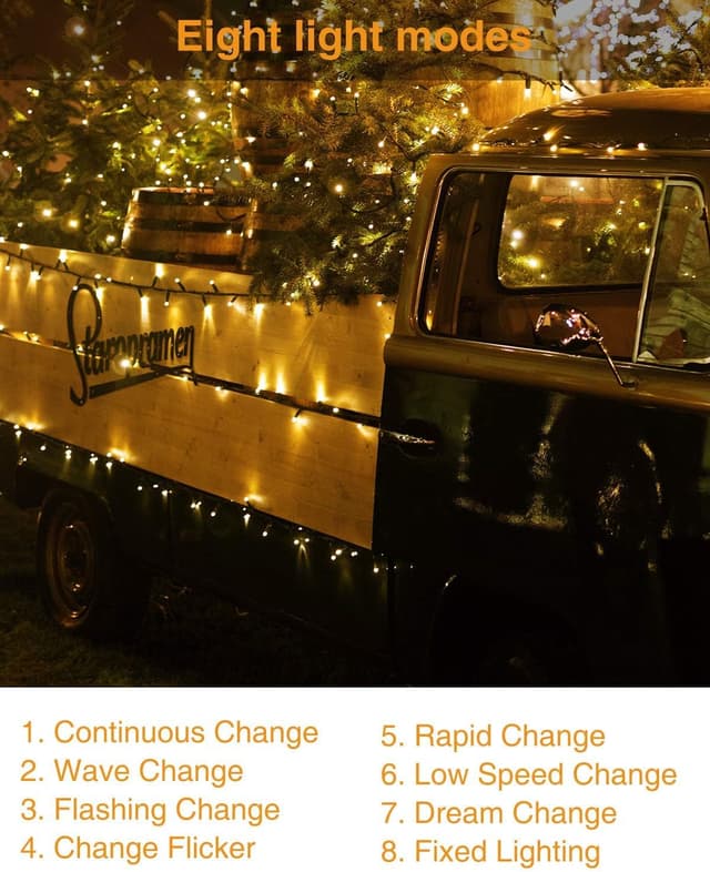 Detalle de kolpop Solar Fairy Lights Outdoor (24m/79ft, 240 warm white LEDs, IP55, 8 modes)