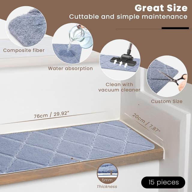Detalle de Homwiz tapis d’escalier antidérapant 76x20