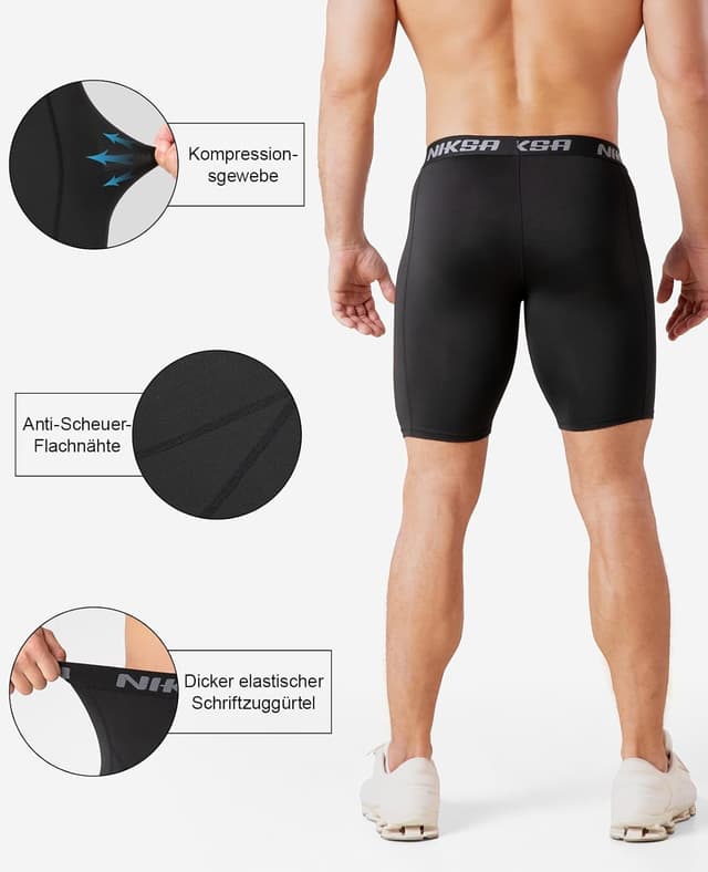 Thumbnail 2 de Niksa Herren Kompressionsshorts (1er oder 2er Pack) – atmungsaktiv & schnelltrocknend für Sport, Lauf und Training