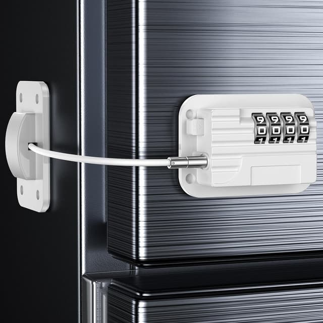 Detalle de Kühlschrank Schloss mit Code zum Kleben ohne Bohren – Kindersicherung mit Passwort (weiß, 1 Stück)
