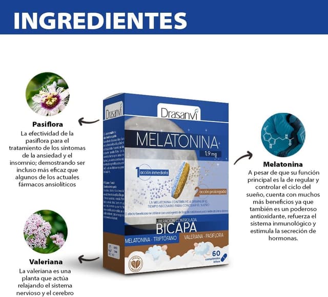 Thumbnail 4 de Drasanvi Melatonina Bicapa 1,9 mg 60 comprimidos