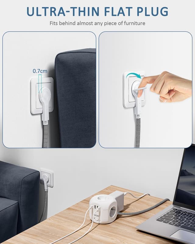 Detalle de LENCENT Steckdosenleiste 2 m Kabel 🔌