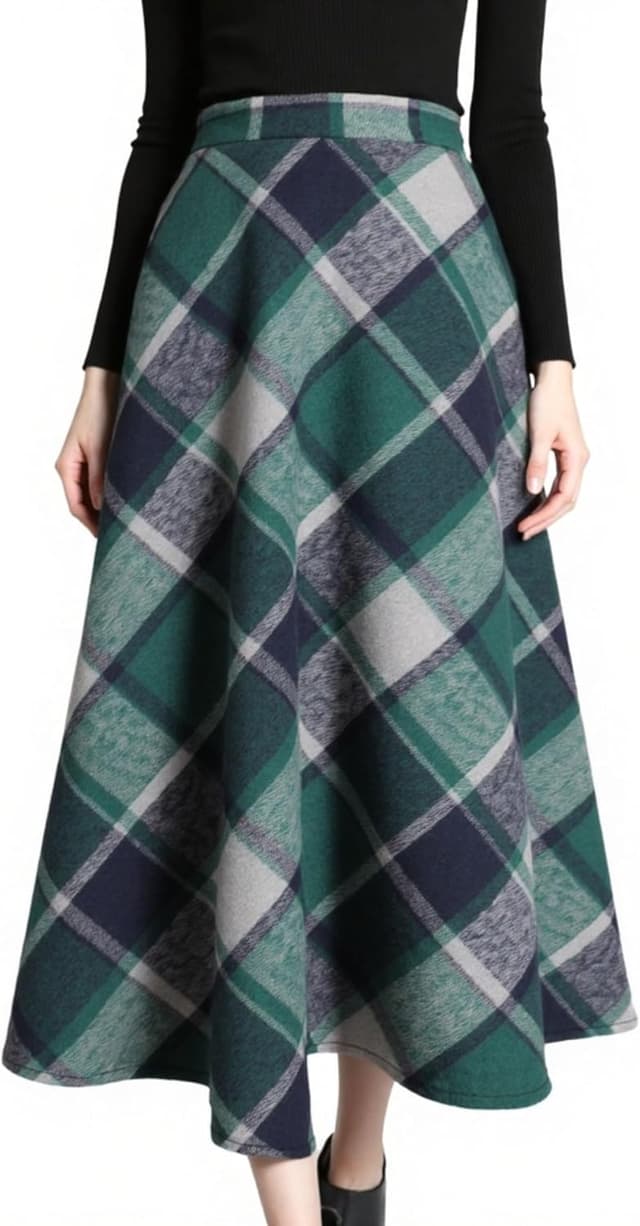 Thumbnail 6 de Tanming Wool Plaid A-Line Skirt