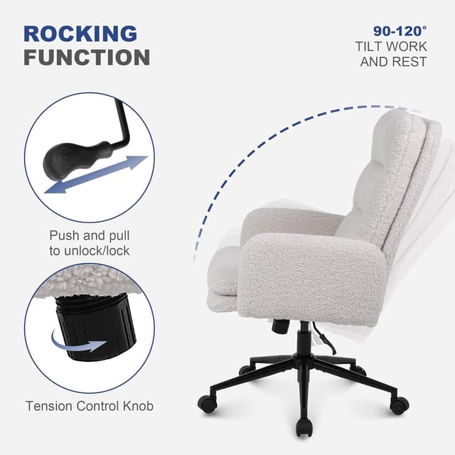 Thumbnail 3 de Youhauchair Desk Chair Cream faux cashmere, adjustable