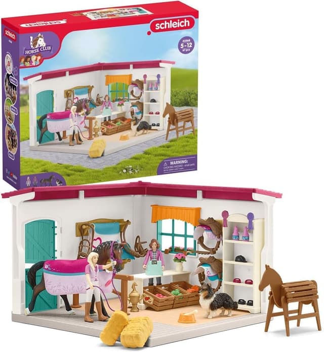 Detalle de Schleich Horse Club 42568 Sofia’s Tack Shop 67-Piece Playset with Poseable Figures