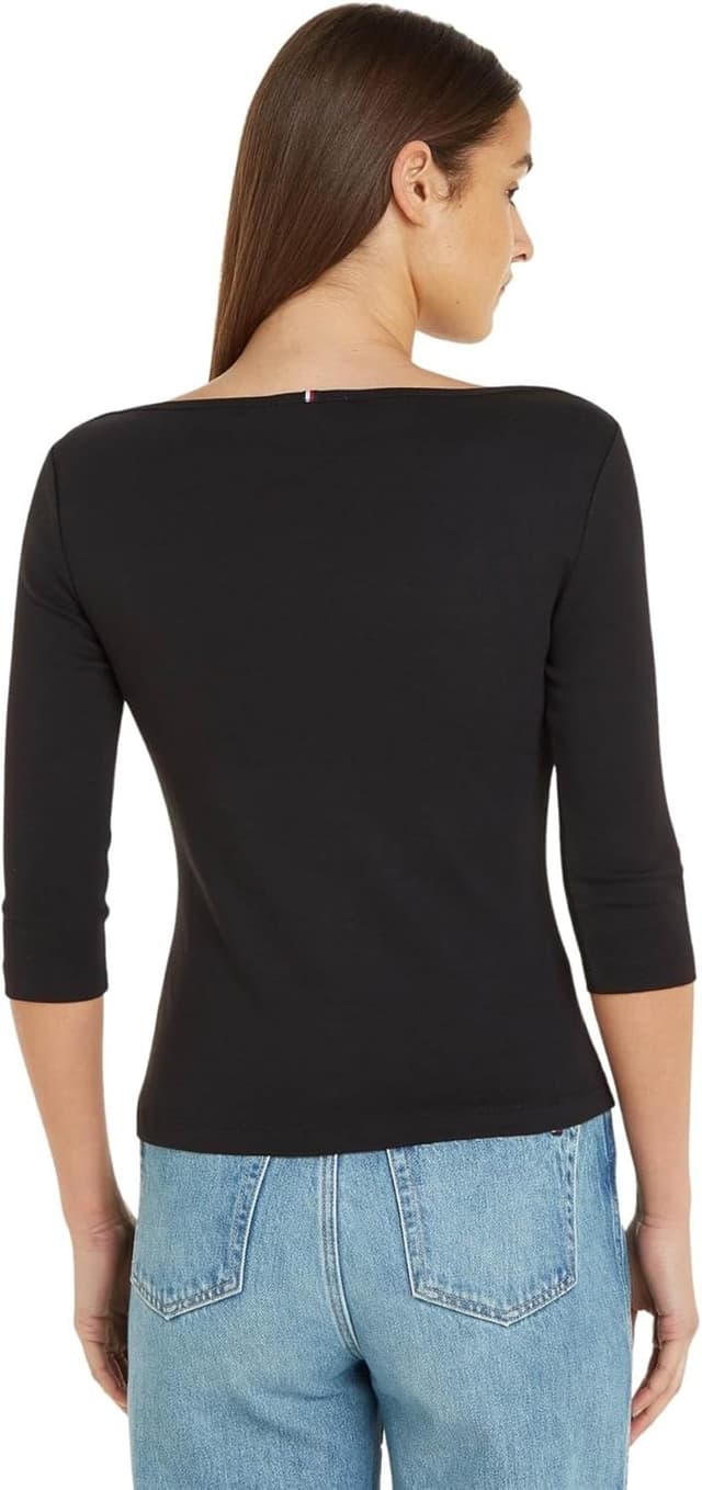 Detalle de Tommy Hilfiger Damen Langarmshirt „New Cody“ Slim mit U-Boot-Ausschnitt