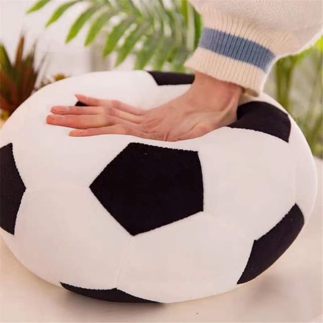 Detalle de AOQI Fluffy Stuffed Soccer Ball Plush Pillow (Black/White, 7.8 in / 20 cm)