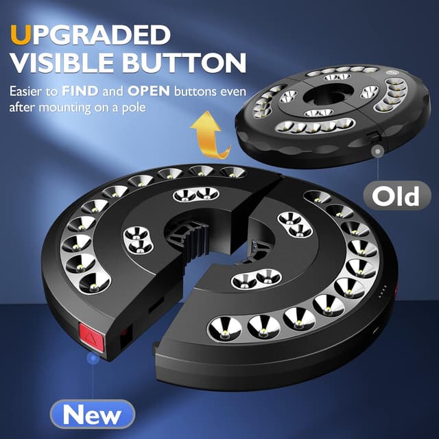 Detalle 2 de Garden Parasol Lights LED Patio Umbrella Pole Light (USB rechargeable, cordless clamp) – warm light