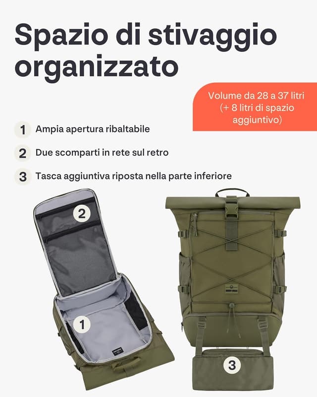 Thumbnail 4 de Johnny Urban Allen Travel L zaino rolltop 37 L da viaggio