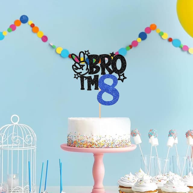 Detalle 2 de Glitzer Tortendeko BRO I'm 8, 1 Stück