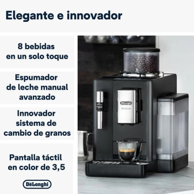 Detalle de DeLonghi Rivelia Cafetera Superautomática ☕️ Negra