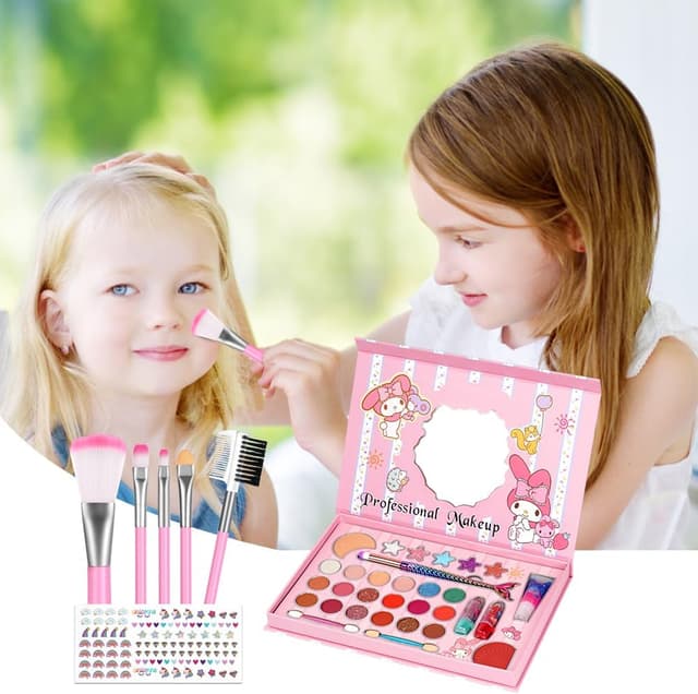 Detalle de Aomig Kids Makeup Sets for Girls (37 pcs) washable make-up kit with 8 brushes