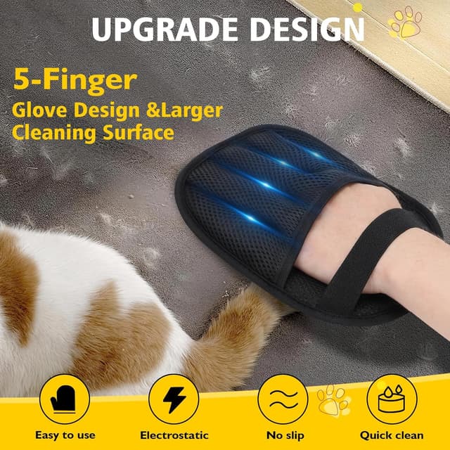 Detalle de Zivacate Tierhaarentferner Handschuh (wiederverwendbar, elektrostatisch) – 2 Stück fürs Sofa, Möbel, Teppich & Autositze