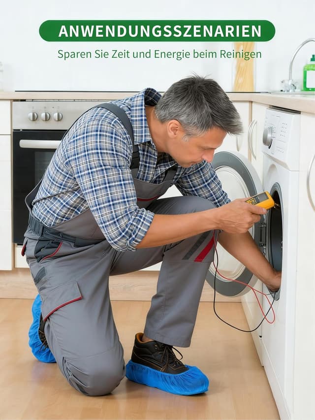 Detalle 2 de 100er-Pack Einweg-Schuhüberzieher aus Vlies (rutschfest, atmungsaktiv) – passend bis Größe 47, Blau