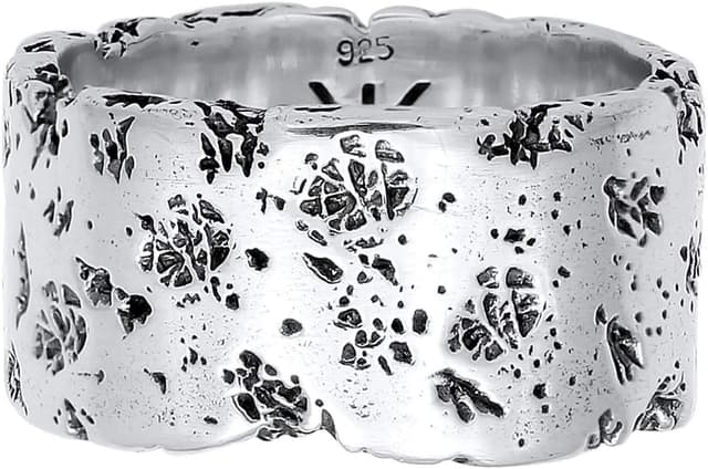 Detalle 2 de Kuzzoi Herrenring 12,5 mm aus 925 Sterling Silber, handgeschmiedet & gehämmert (Ringgröße 60–66)