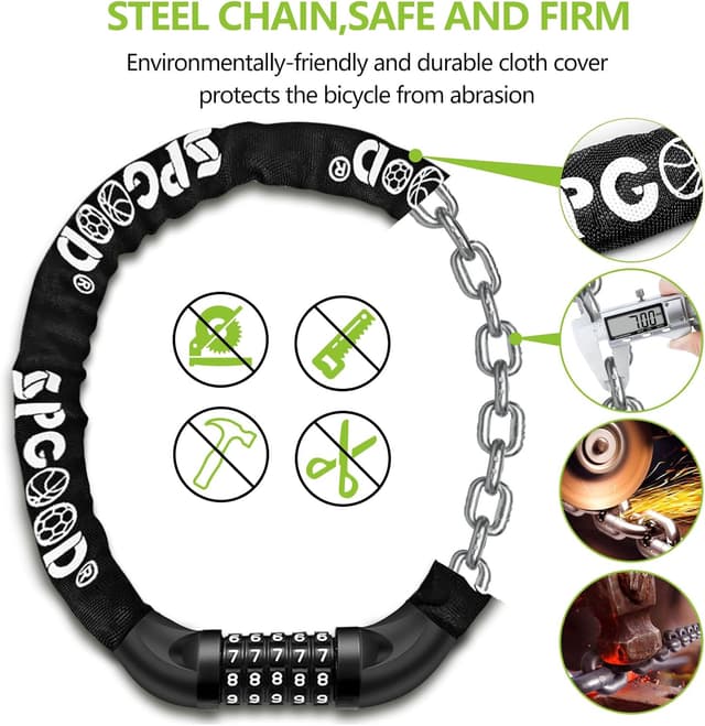 Detalle 1 de SPGOOD 830mm Bike Chain Lock with 5-digit code ๐