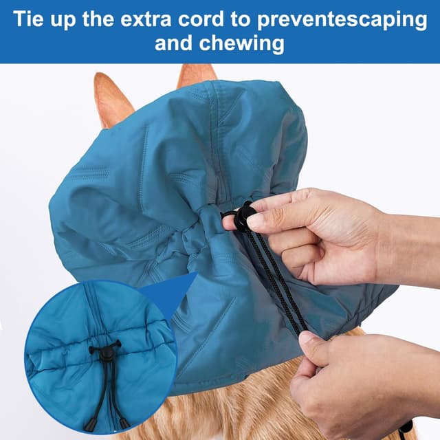 Detalle 2 de Elisabethanisches Halsband für Katzen nach Operationen – weiche einstellbare Halskrause, blau (M)