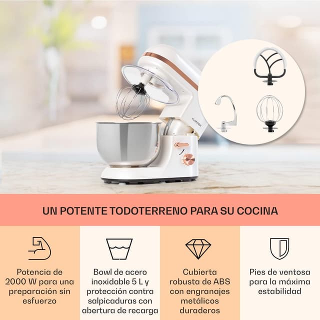 Thumbnail 2 de Klarstein Batidora Amasadora Planetaria 5L 1800W 6 velocidades 🥣