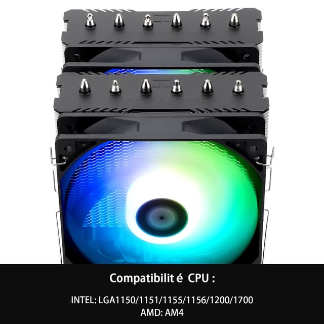 Detalle de Thermalright Peerless Assassin 120 SE ARGB CPU-Luftkühler (Dual 120-mm PWM, 6 Heatpipes) für AM4/AM5 & Intel