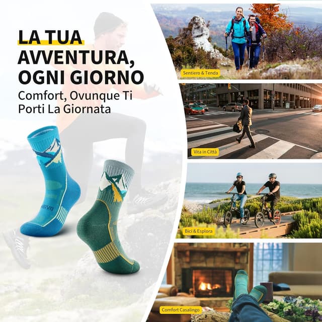 Thumbnail 6 de CAMBIVO Calze trekking in merino anti-vesciche (uomo/donna), traspiranti e ammortizzate