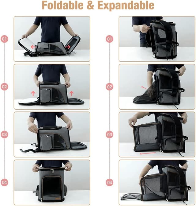 Detalle 2 de Lekesky Groß Katzenrucksack 36×31×42 cm