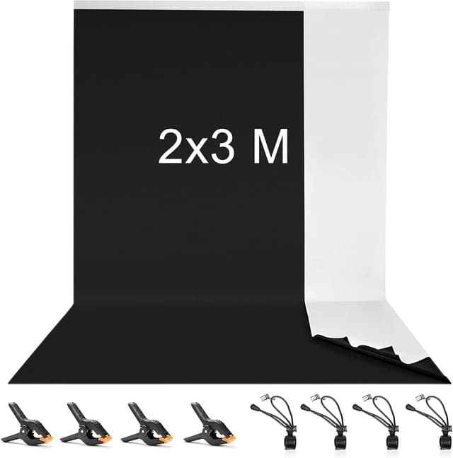 Detalle de Vevelux Black Backdrop 3 x 3.6 m (10 x 12 ft) polyester photography background with spring clamps