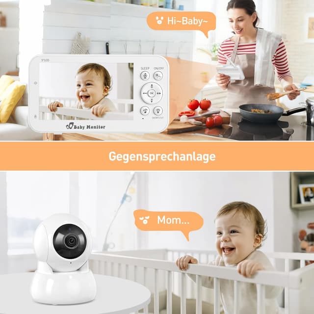 Detalle 2 de FNITAER Babyphone mit Kamera 5"