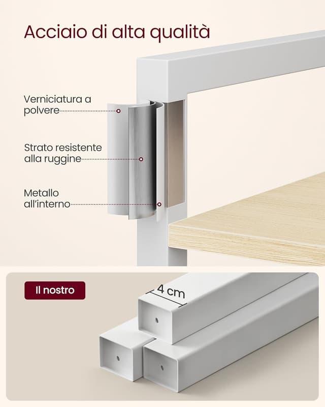 Detalle de VASAGLE LLS062LL01 scaffale alto a 6 ripiani in stile industriale (30 x 64 x 185,5 cm)
