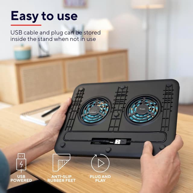 Detalle 2 de Trust Cyclone Base de Refrigeración para Portátil 16" 🌀