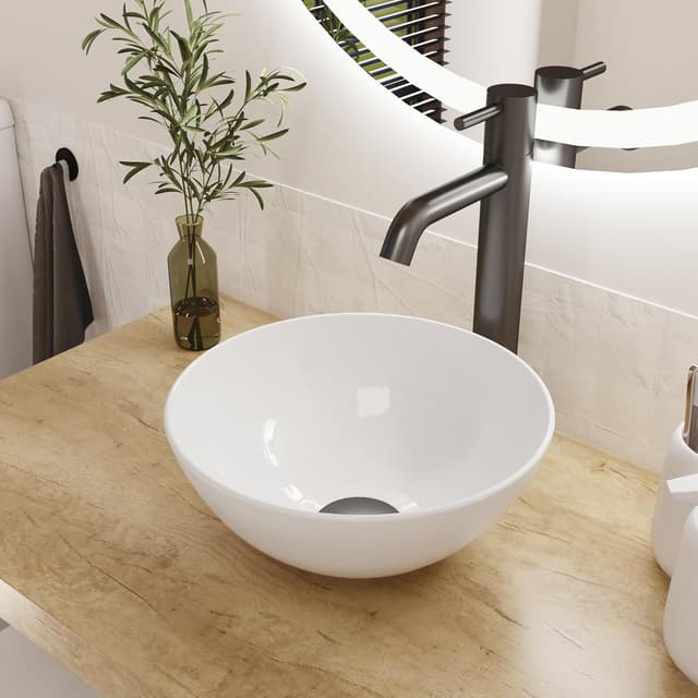 Detalle 2 de Baikal lavabo cerámico sobre encimera 29,5 cm
