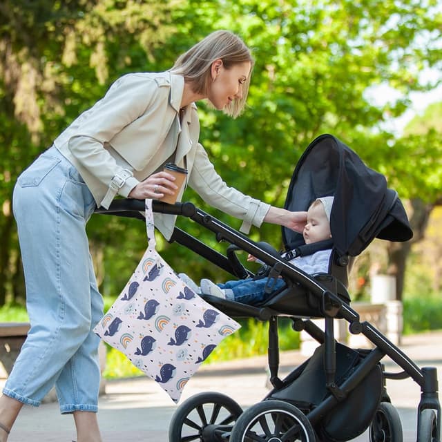 Detalle 2 de Zocipro 3-teilige Wetbag-Set für Stoffwindeln (Wetbag Kindergarten) – mit Reißverschluss, 3 Größen