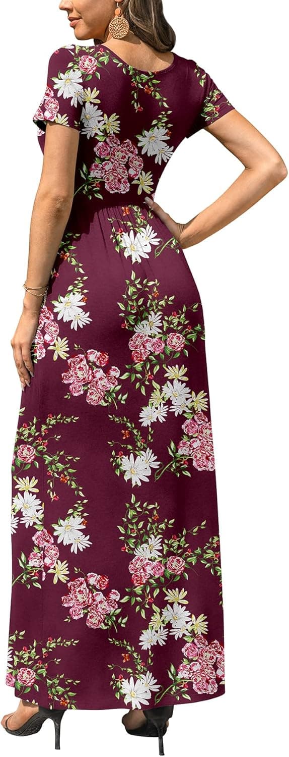 Detalle de DB MOON Womens 2026 Summer Maxi Dress (Empire Waist, Pockets, Short Sleeve)