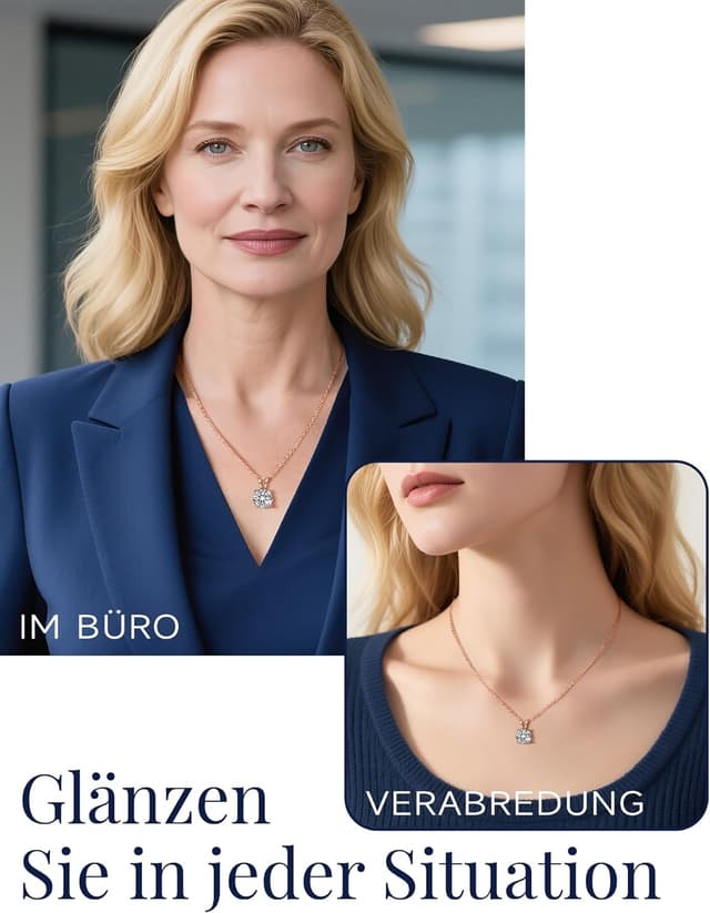 Detalle 2 de Moissanite Halskette 1 Karat Solitär