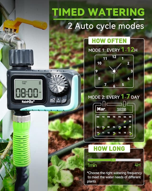 Detalle 2 de RAINPOINT Programmable Sprinkler Timer (1 Outlet) for Garden Hose with Rain Delay