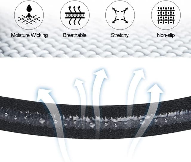 Detalle 2 de URAQT Sport Fascia per capelli antiscivolo elastica (set da 9, unisex) per sport, yoga e jogging