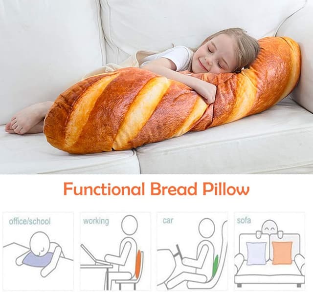 Detalle de Wepop 40 in 3D Simulation Bread Shape Pillow (French Bread Lumbar Cushion)