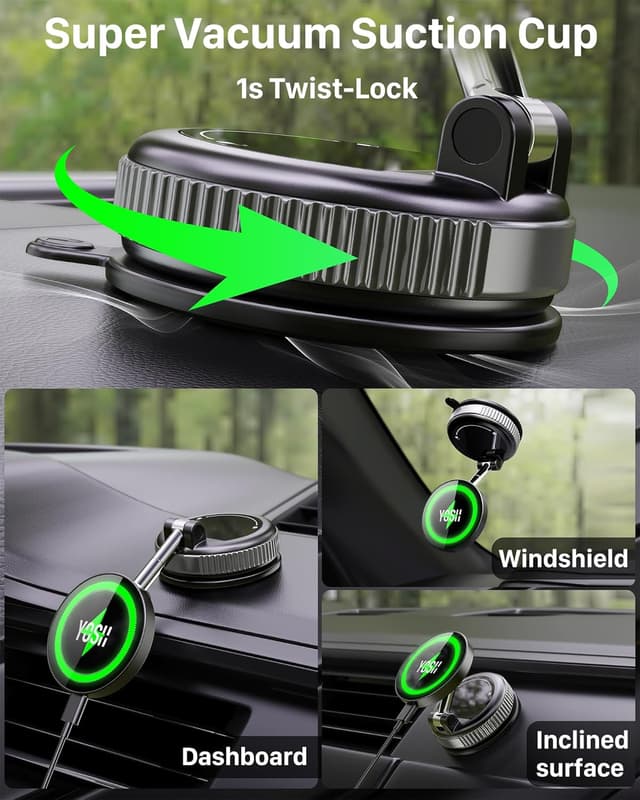 Detalle 2 de YOSH Magsafe Car Mount Charger 15W