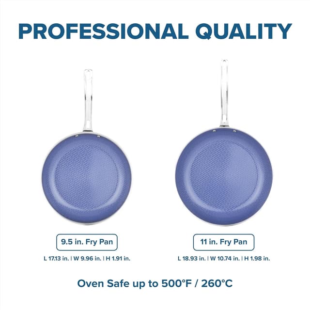 Detalle de Viking Hybrid Plus 3-Ply Ceramic Nonstick Frying Pan Set (9.5” & 11”), PFAS-Free, Induction Compatible