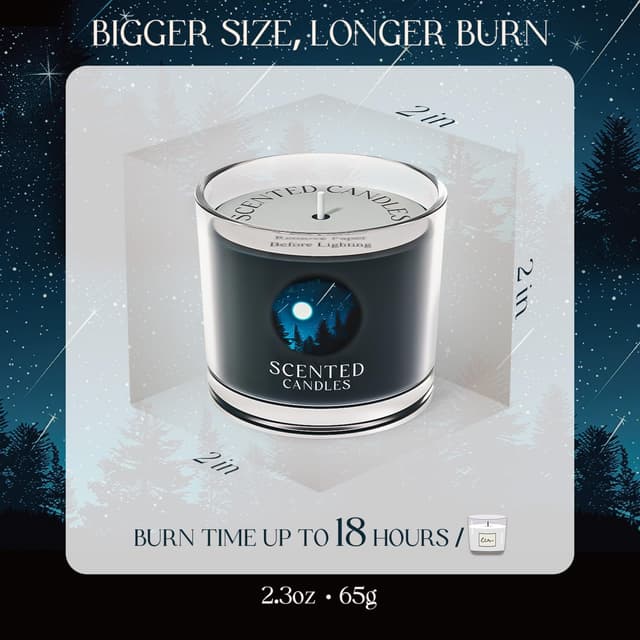 Detalle de CHILLFLAME Men’s Scented Votive Candle Gift Set (Black, 3 pack, 200g)