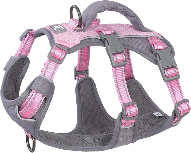 Detalle de Huntboo Escape Proof Dog Harness Medium (Light Pink, M) with Anti-Pull Control Handle