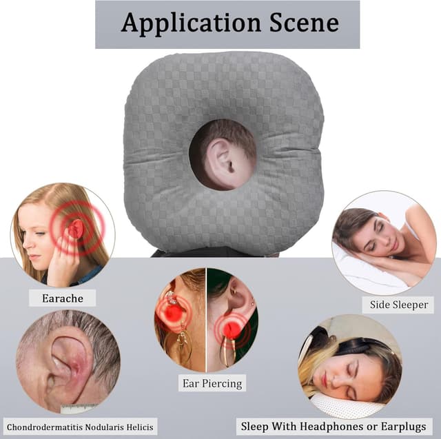 Detalle 2 de Wuronsa Ear Piercing Pillow O-shaped for Side Sleepers 😴
