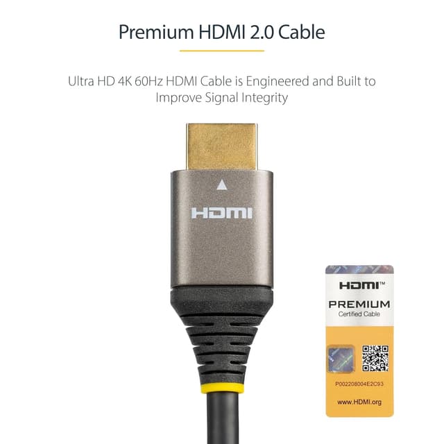 Detalle de StarTech.com 13ft (4m) Premium Certified HDMI 2.0 Cable with Ethernet (HDMMV4M)
