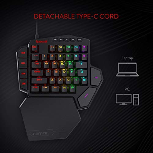 Thumbnail 7 de Redragon K585 DITI: teclado mecánico para juego de una mano con 7 macros RGB y reposamuñecas desmontable