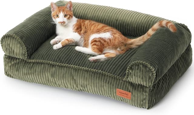 Detalle de FUKUMARU Cat Couch Bed 27 inch cosy corduroy pet sofa