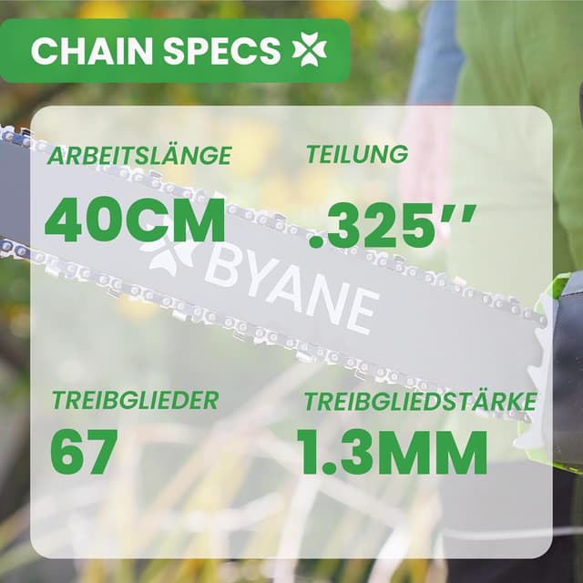 Detalle 2 de BYANE Sägekette 40 cm, 0,050 Zoll, 67 Treibglieder