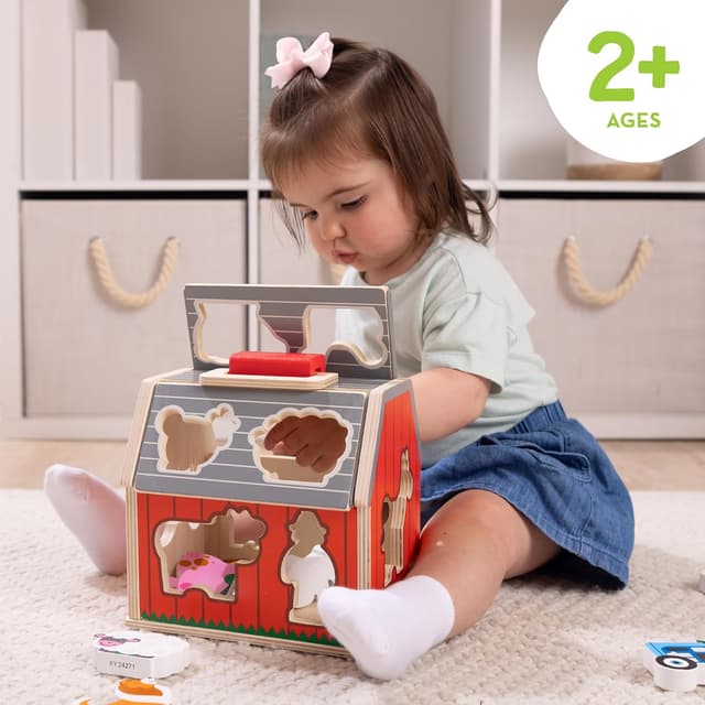 Detalle 2 de Melissa & Doug Take-Along Wooden Toy Barn 11-Pc