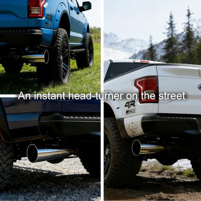 Detalle de 4" to 6" Clamp-On Exhaust Elbow Tip (Chrome/Black) Diesel Exhaust Tip — No Welding Required, Fits 4" OD Pipes