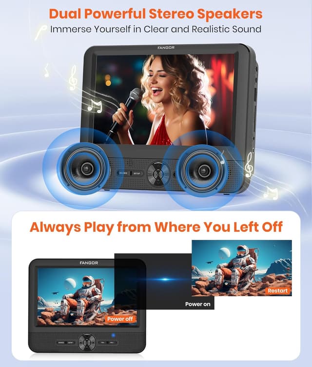 Thumbnail 5 de FANGOR 7.5 Inch Car DVD Player with 5-Hour Battery